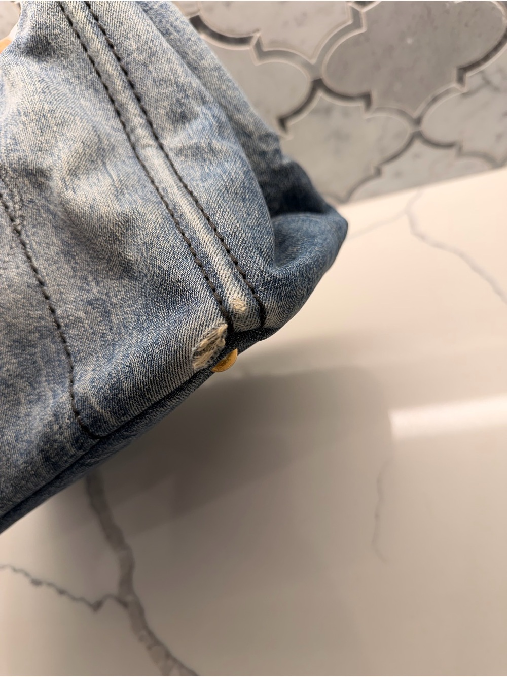 Prada Denim Tote in Washed Blue - Picture 9 of 14